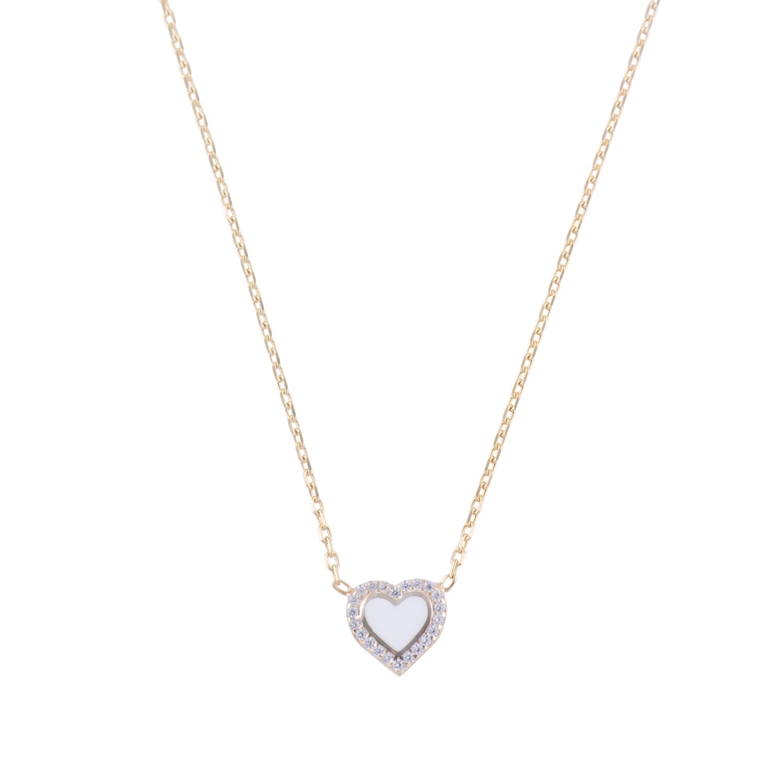 Enamel & Pave Mini Heart - White