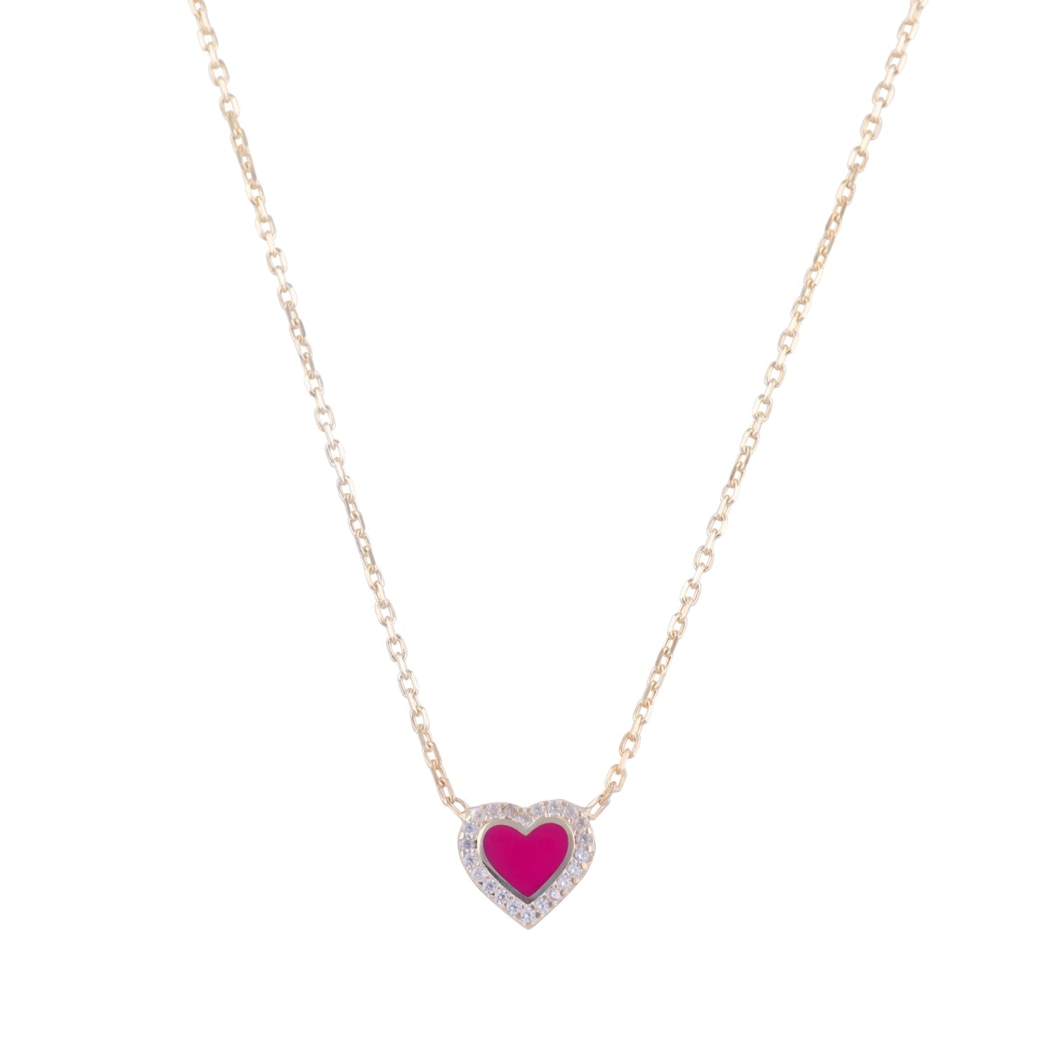 Enamel & Pave Mini Heart - Hot Pink