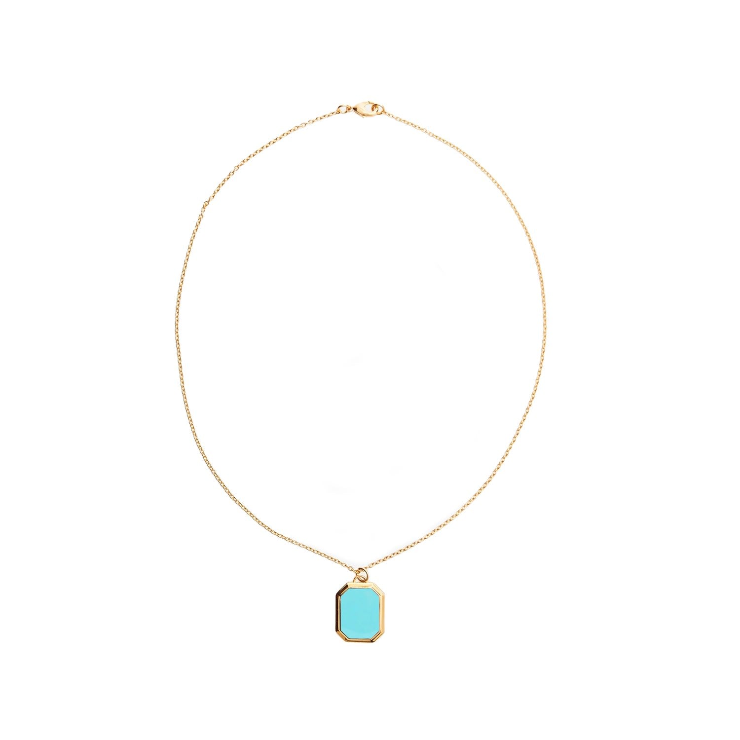 Enamel Pendant Necklace - Gold! - Light Blue