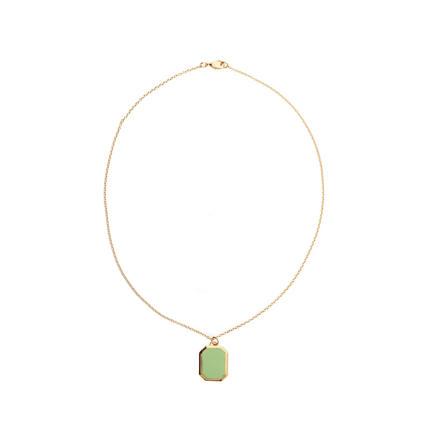 Enamel Pendant Necklace - Gold! - Green