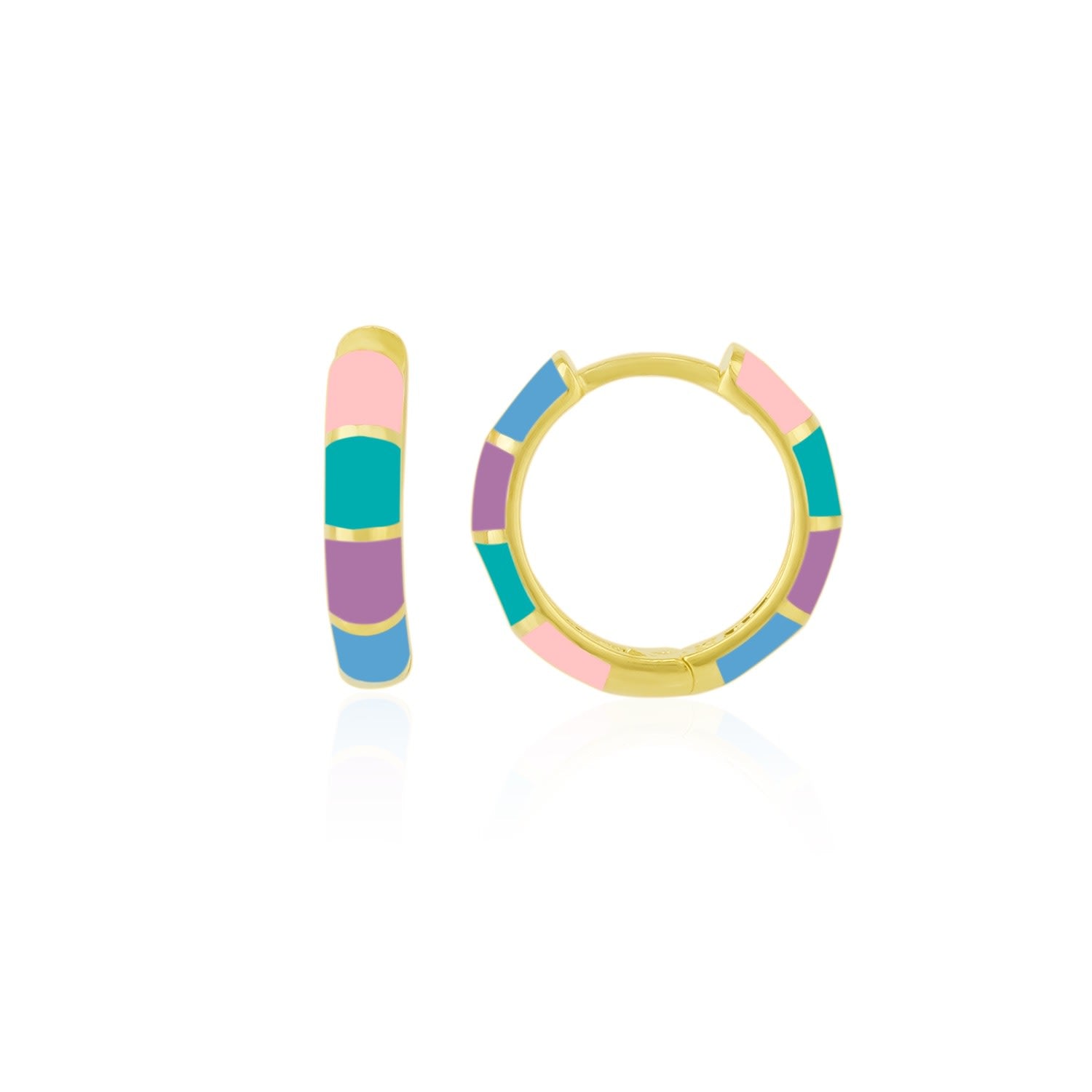 Enamel Rainbow Sterling Silver Hoop Earring
