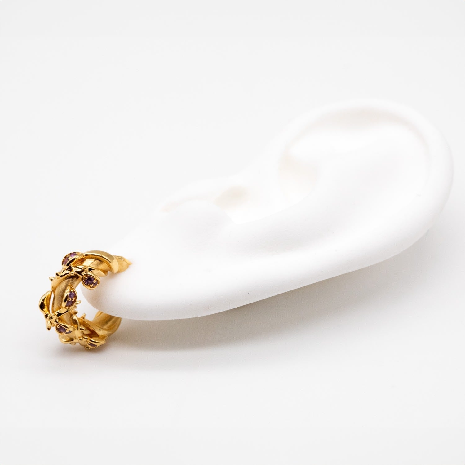 Enchanted Amethyst Forest Hoop Earring - Gold Vermeil