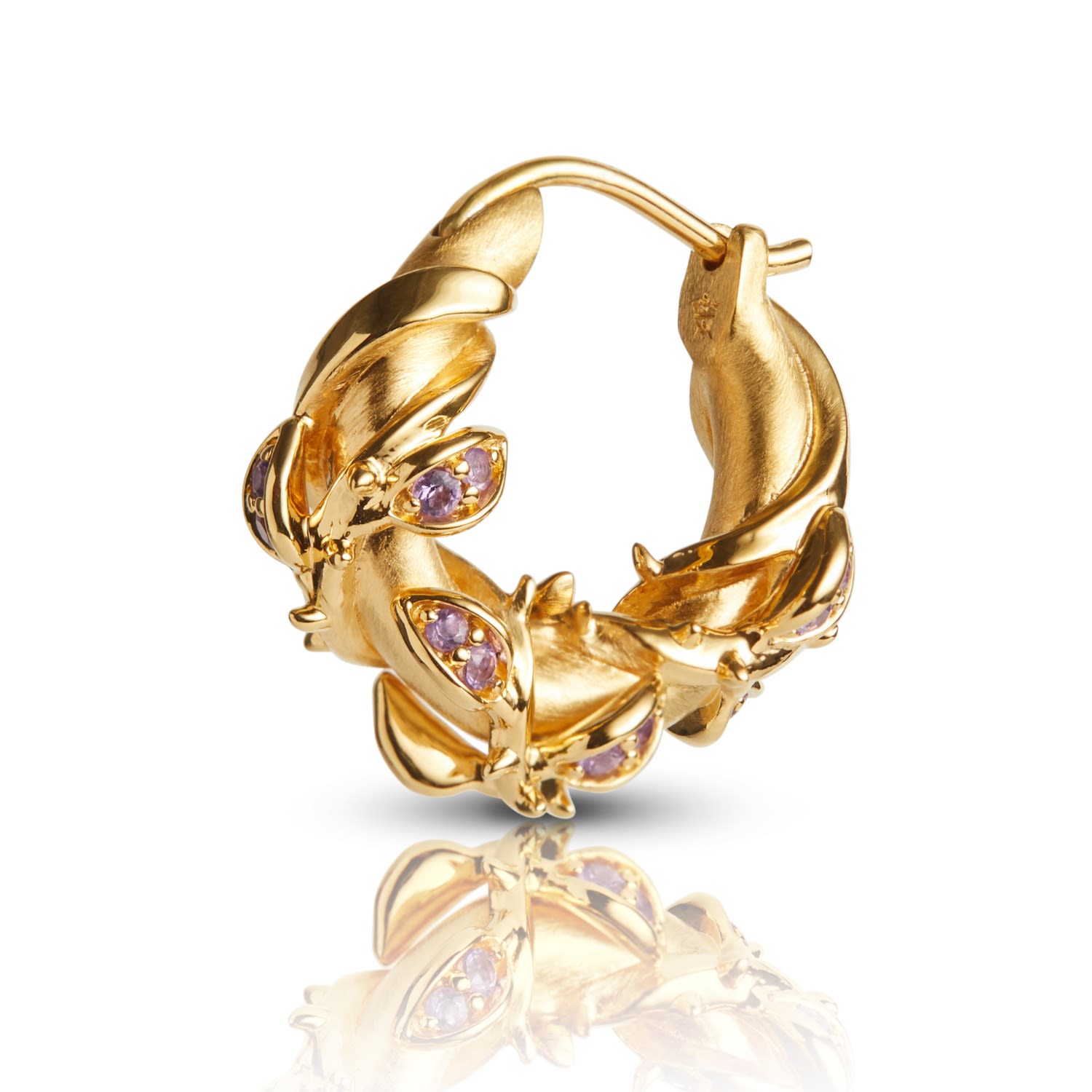 Enchanted Amethyst Forest Hoop Earring - Gold Vermeil