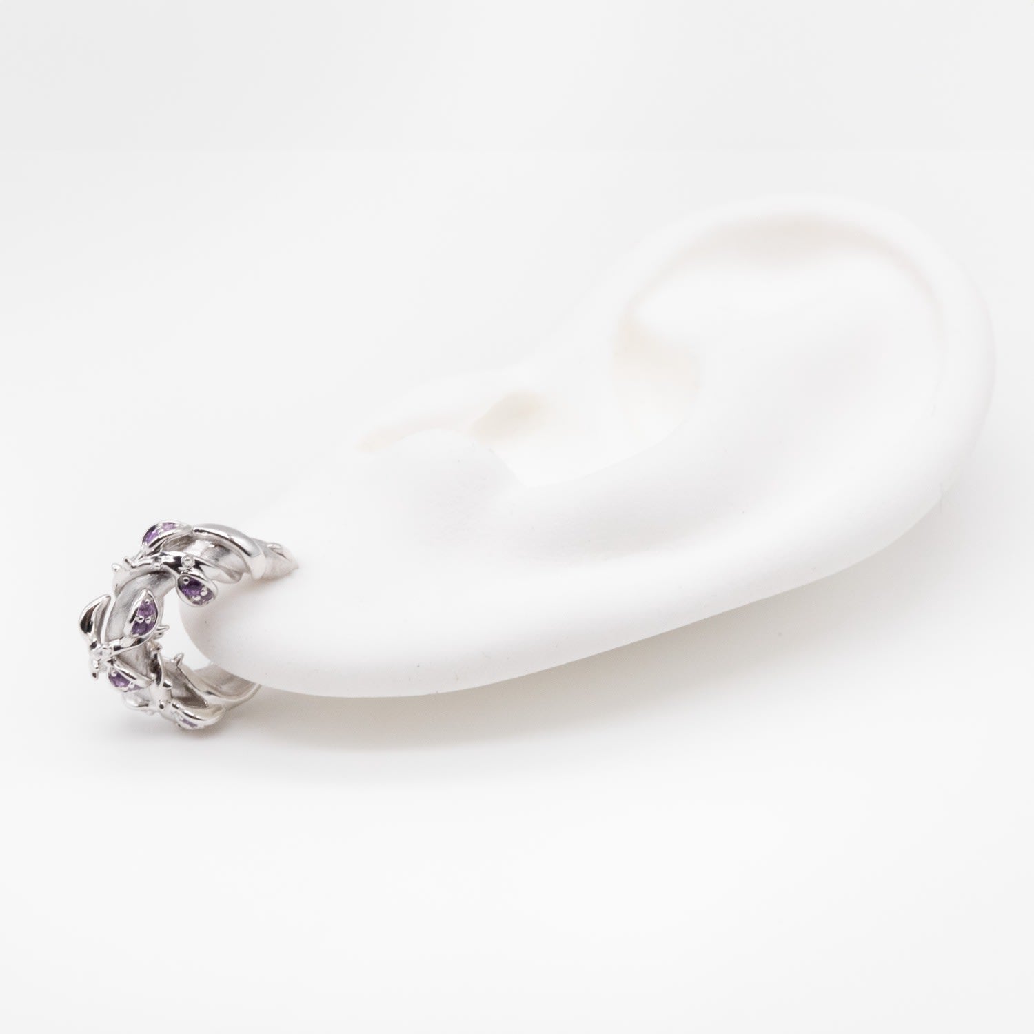 Enchanted Amethyst Forest Hoop Earring - Silver