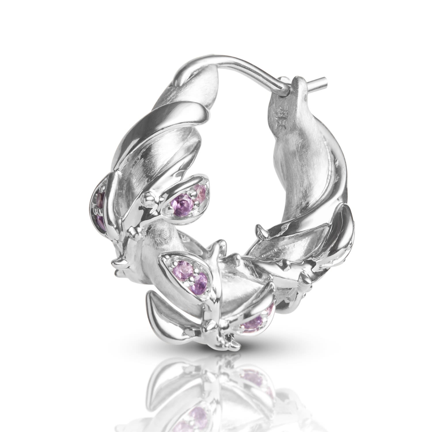 Enchanted Amethyst Forest Hoop Earring - Silver