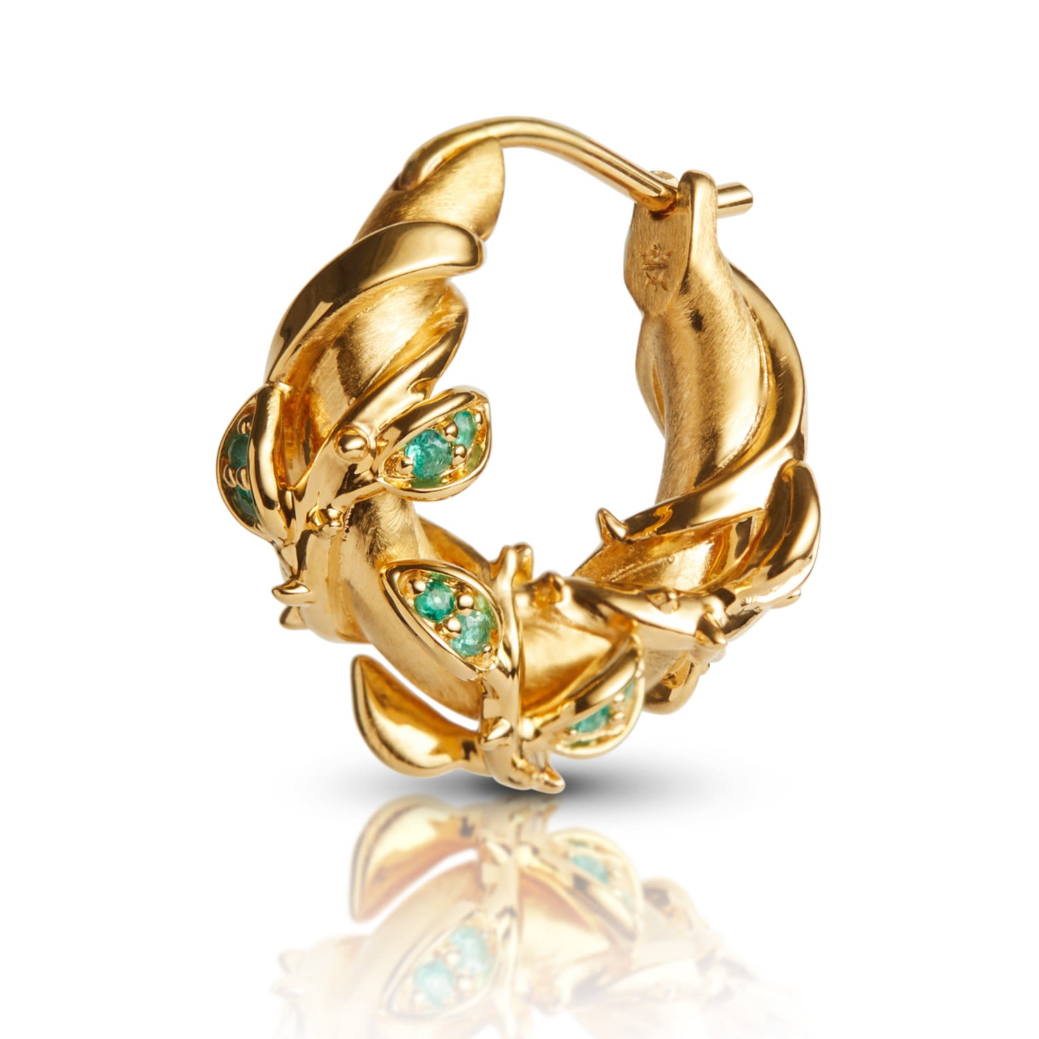 Enchanted Emerald Forest Hoop Earring - Gold Vermeil