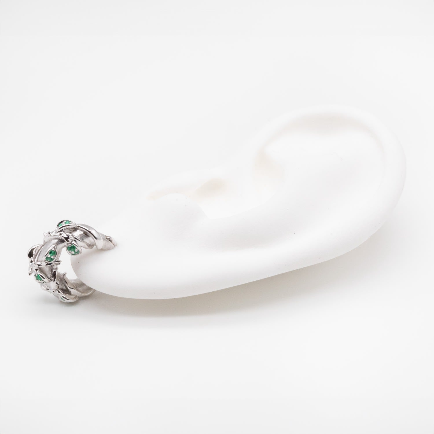Enchanted Emerald Forest Hoop Earring - Silver