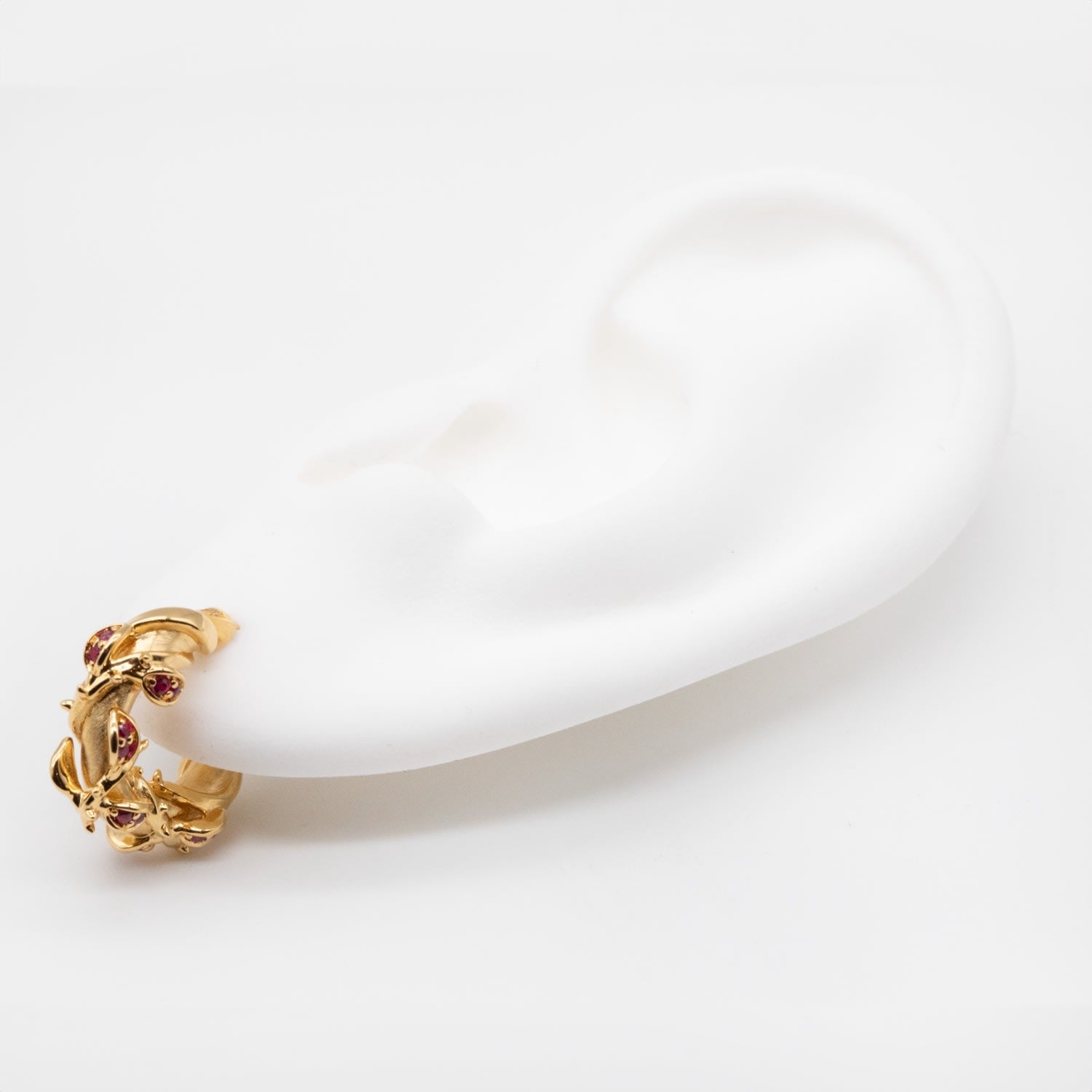 Enchanted Ruby Forest Hoop Earring - Gold Vermeil