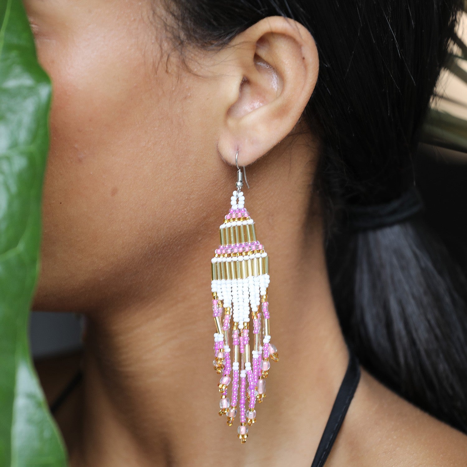 Encuentro Beaded Boho Earrings - Golden Light