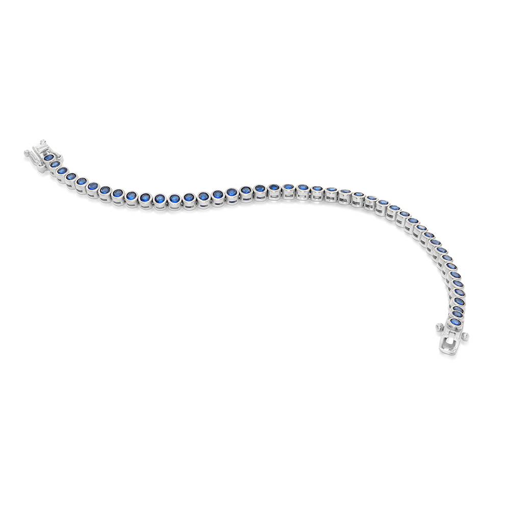 Endless Grace Tennis Bracelet in Silver with Round Blue Cubic Zirconia