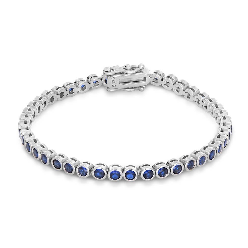 Endless Grace Tennis Bracelet in Silver with Round Blue Cubic Zirconia