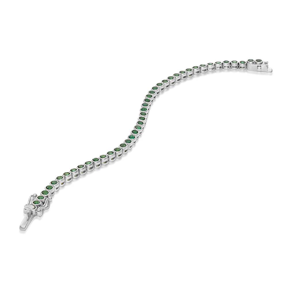 Endless Grace Tennis Bracelet in Silver with Round Green Cubic Zirconia