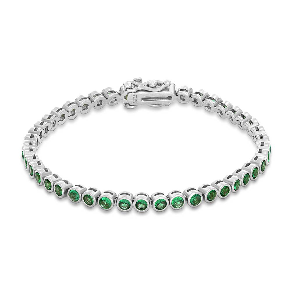 Endless Grace Tennis Bracelet in Silver with Round Green Cubic Zirconia