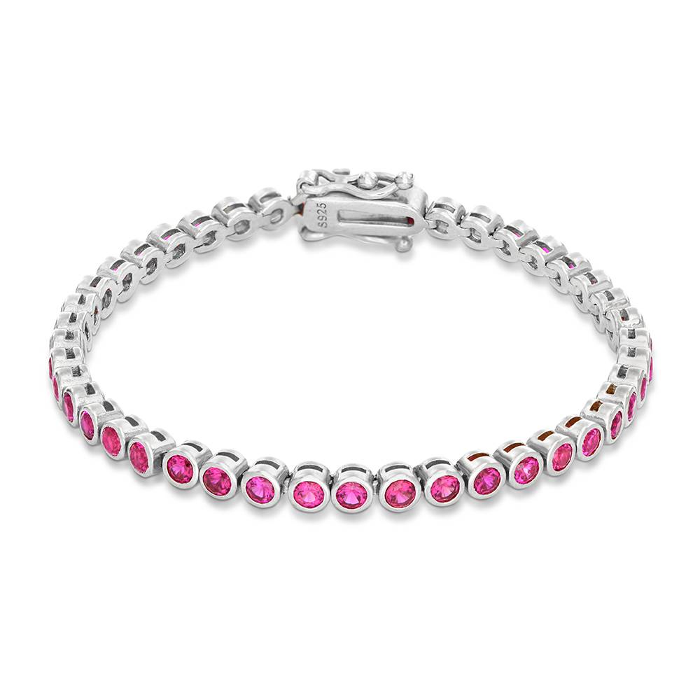 Endless Grace Tennis Bracelet in Silver with Round Red Cubic Zirconia