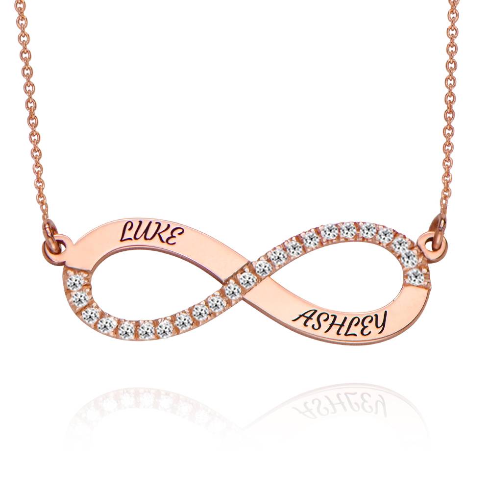 Endless Love Infinity Necklace with 0.23CT Diamonds in 18K Rose Gold Plating