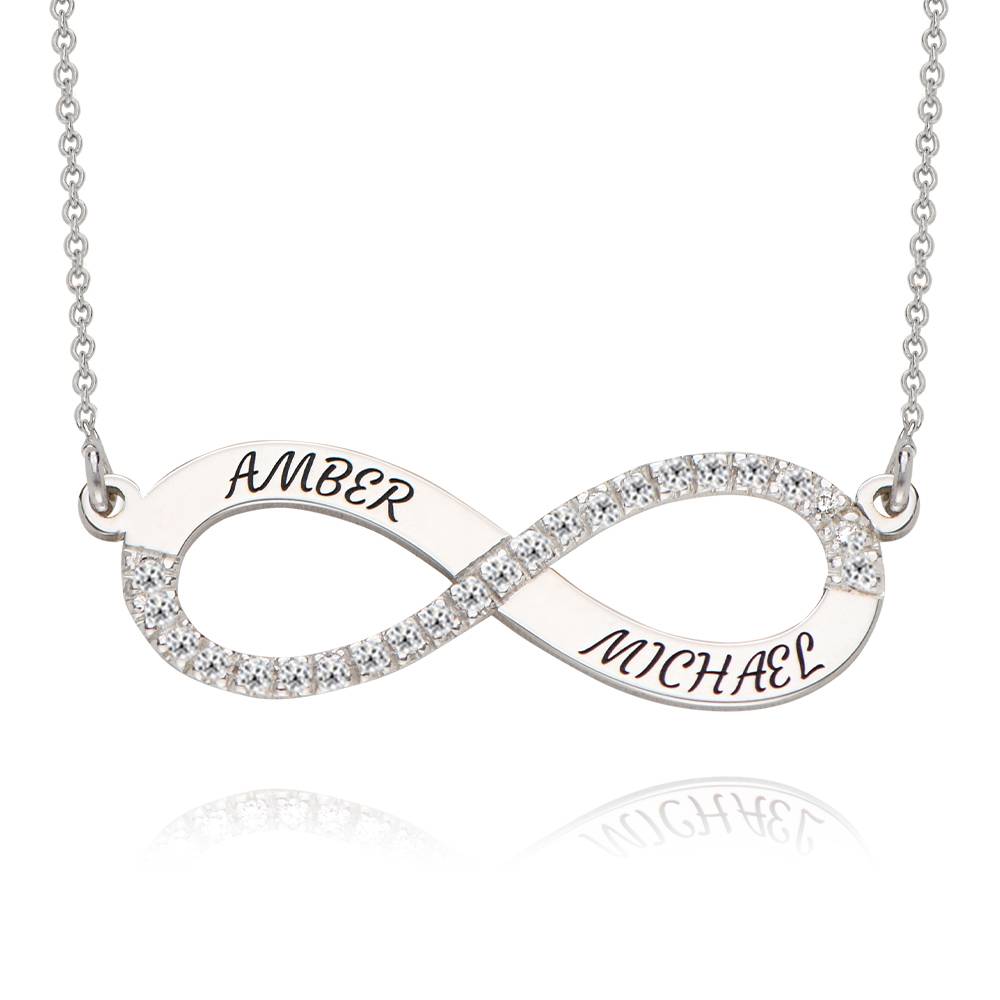Endless Love Infinity Necklace with 0.23CT Diamonds in Silver