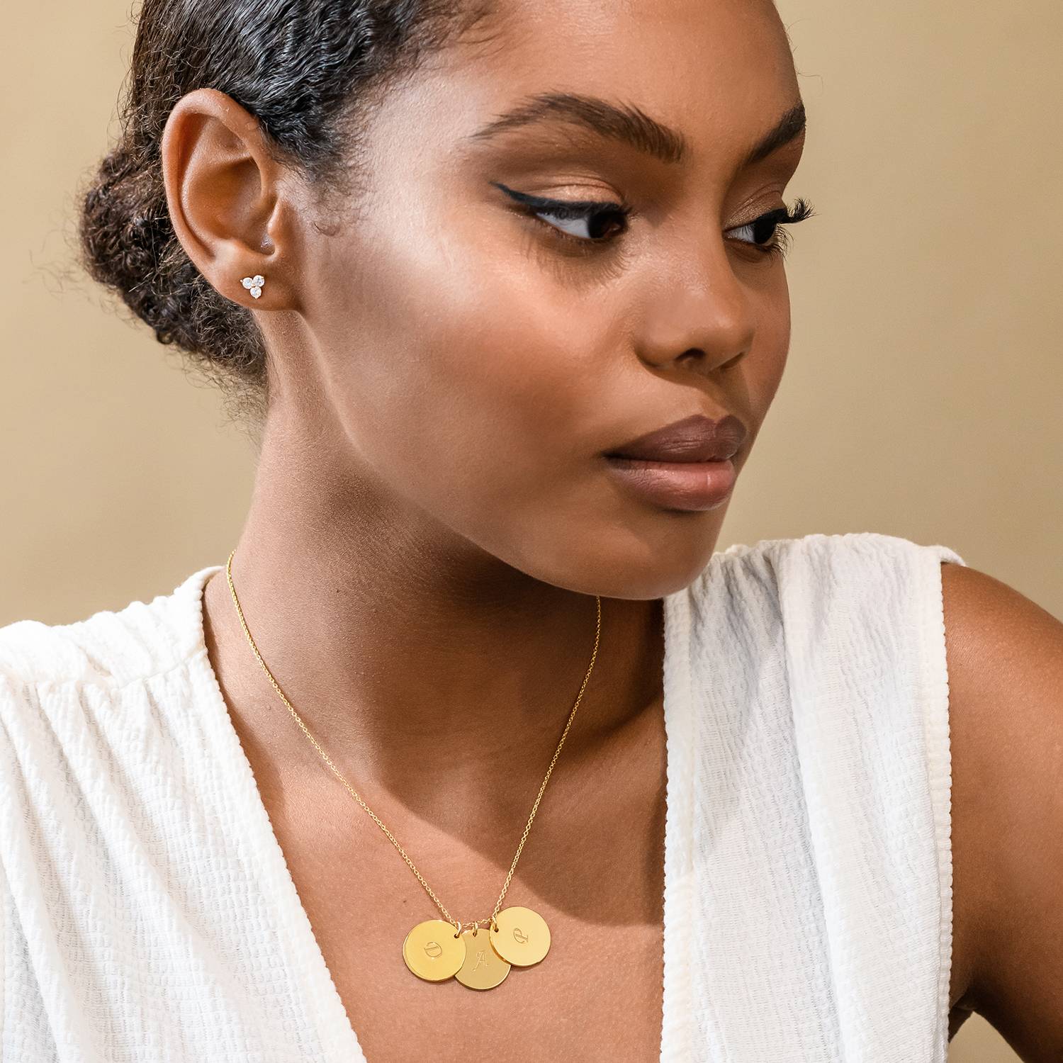 Engraved 18k Gold Vermeil Disc Necklace