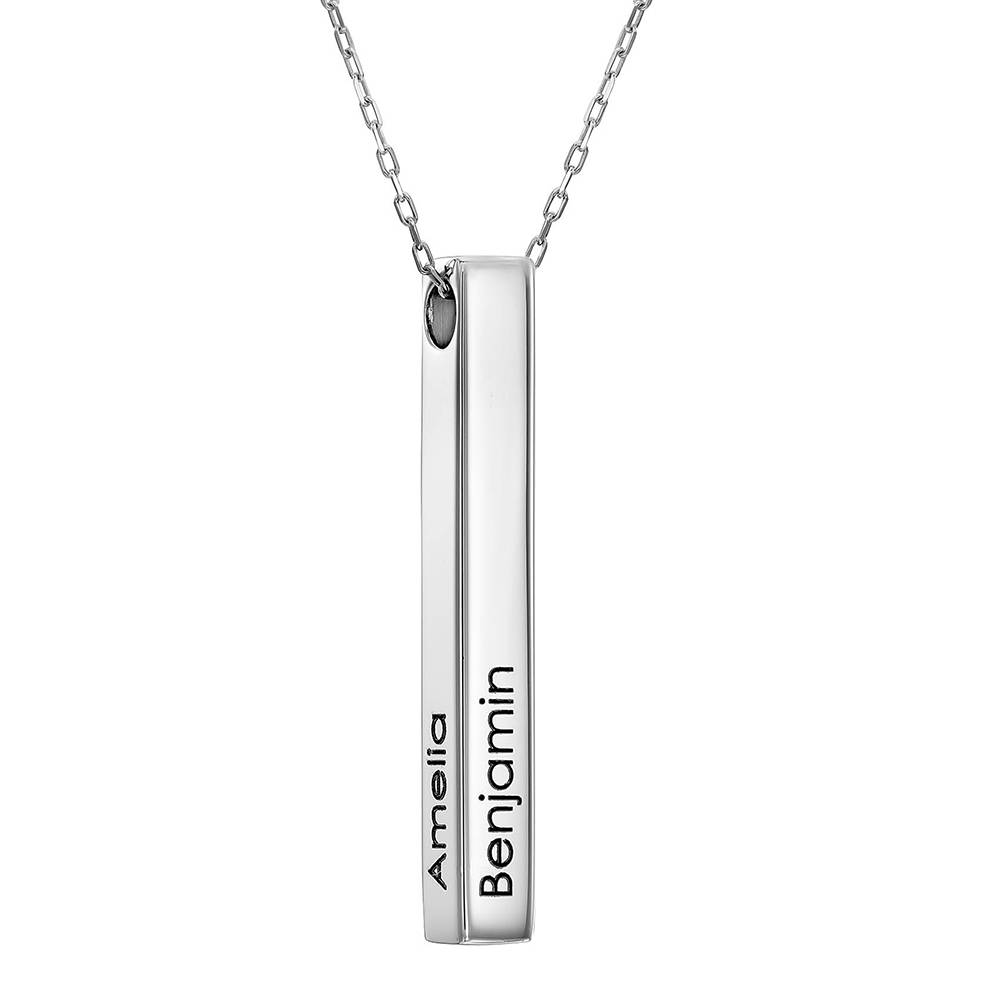 Totem 3D Bar Necklace in 10K Solid White Gold