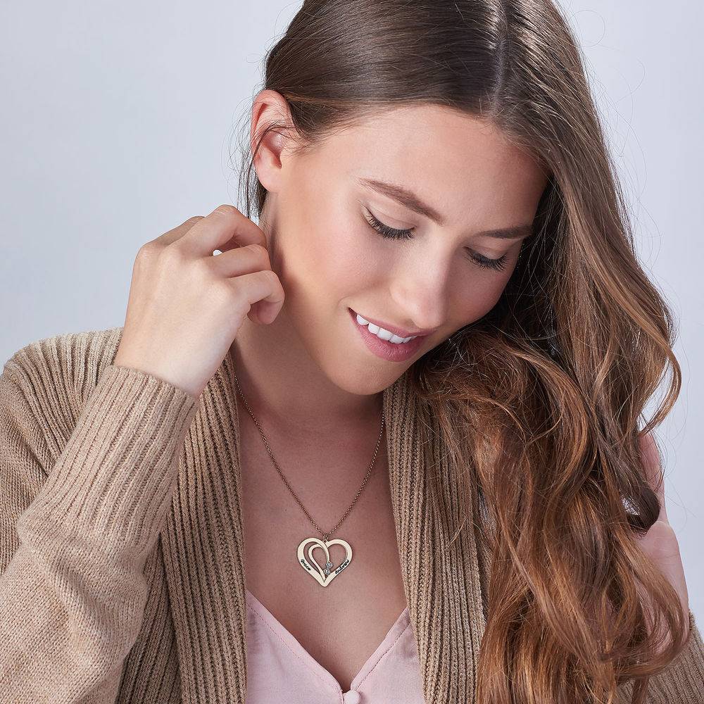 Engraved Couples Necklace in 18k Gold Plated with Diamond