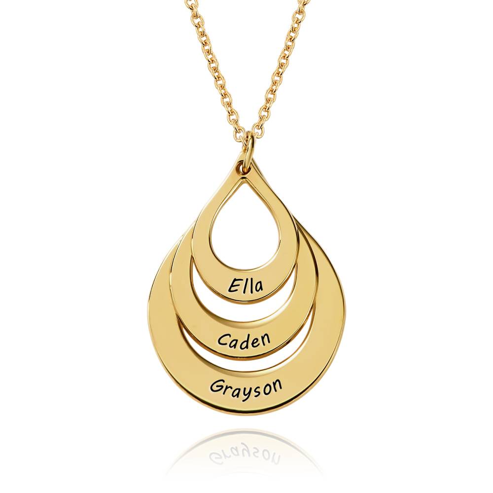 Mothers Gifts from Kids - Engraved Family Necklace Drop Shaped in 18k Gold Vermeil - Necklace for Mothers