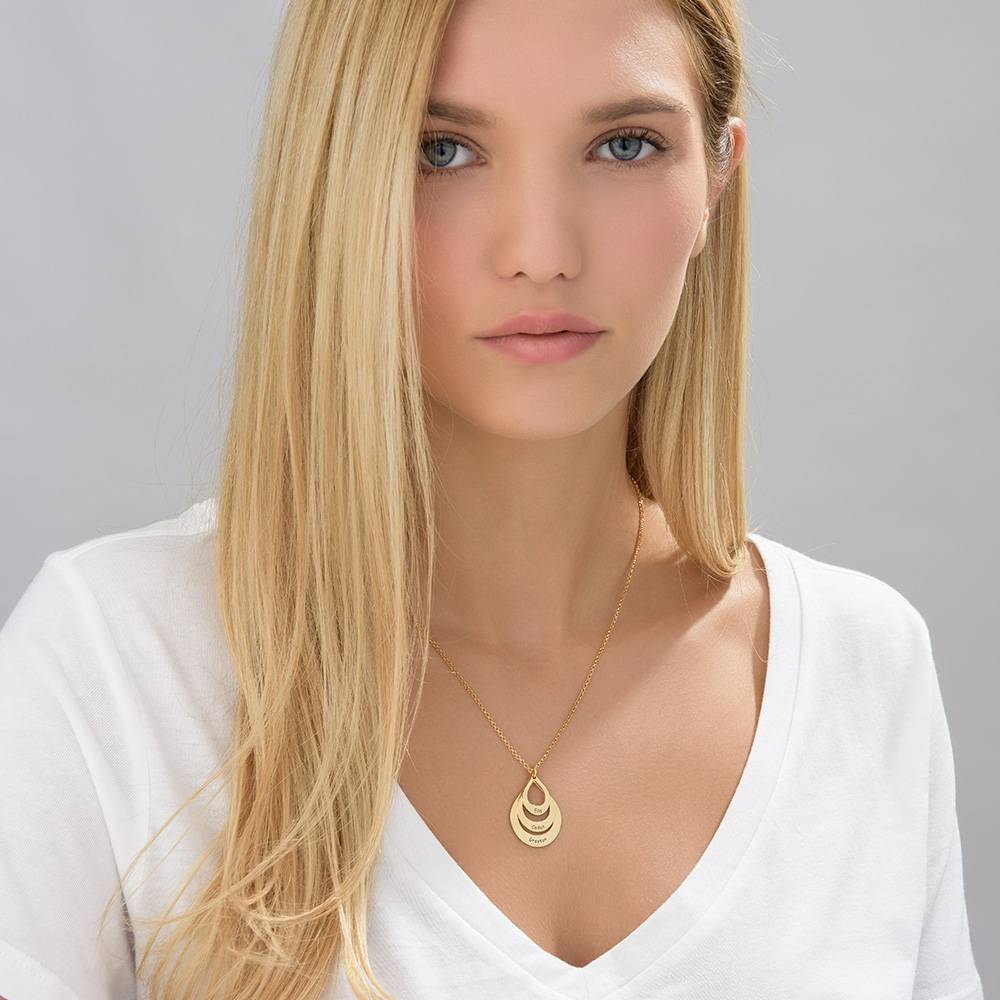 Mothers Gifts from Kids - Engraved Family Necklace Drop Shaped in 18k Gold Vermeil - Necklace for Mothers
