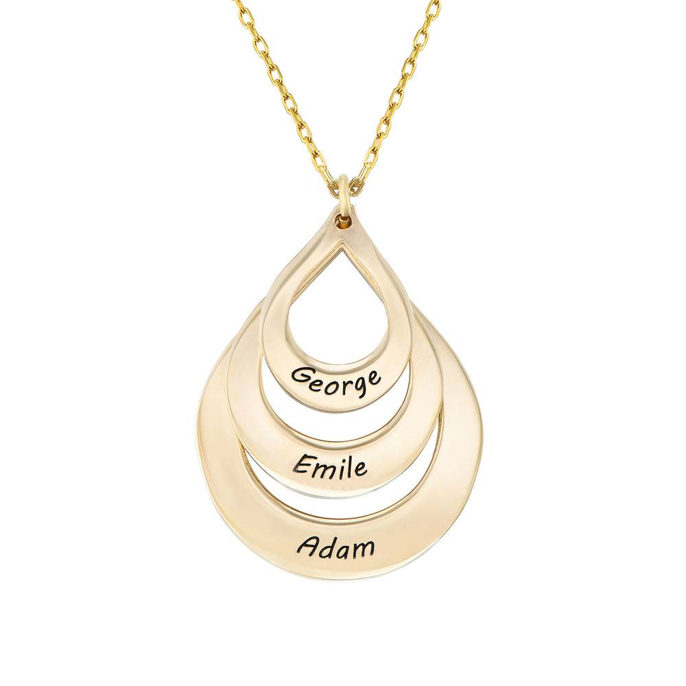 Great Gifts for Mom - Engraved Family Necklace Drop Shaped in Gold 10K