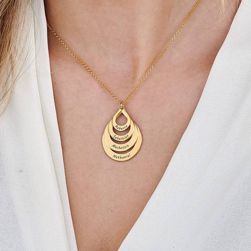 Mothers Gifts - Engraved Family Necklace - Four Drops in Gold Plating - Mom Necklace - Mom Jewelry