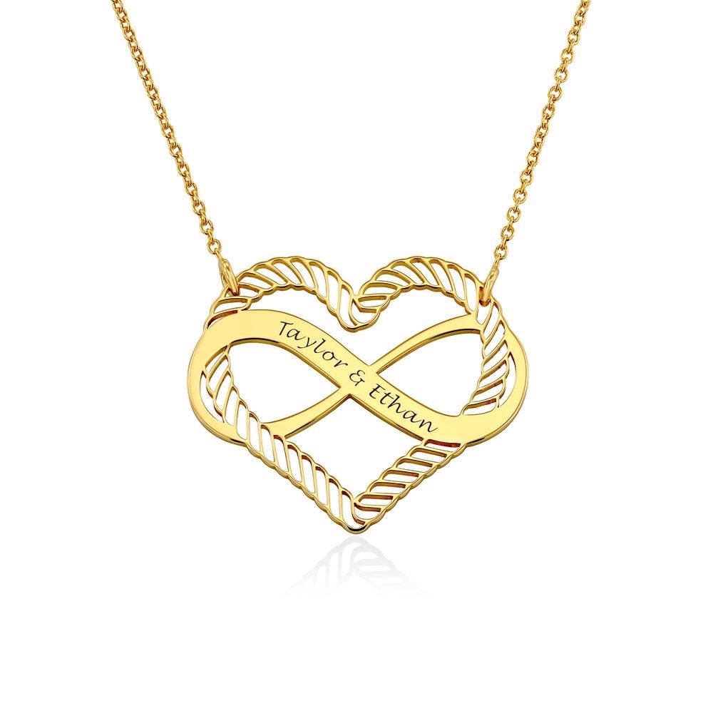 Engraved Heart Infinity Necklace in Gold Plating
