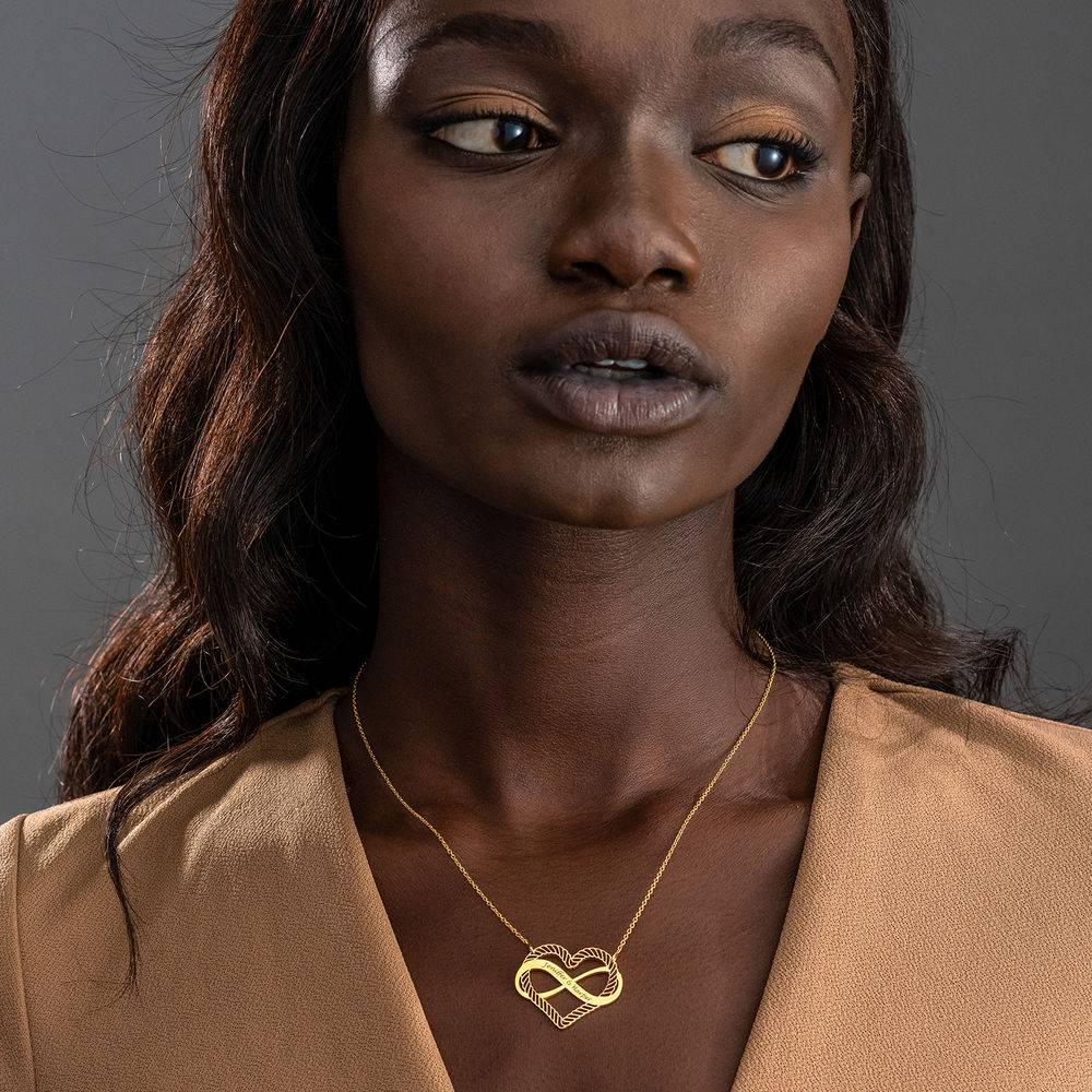 Engraved Heart Infinity Necklace in Gold Plating