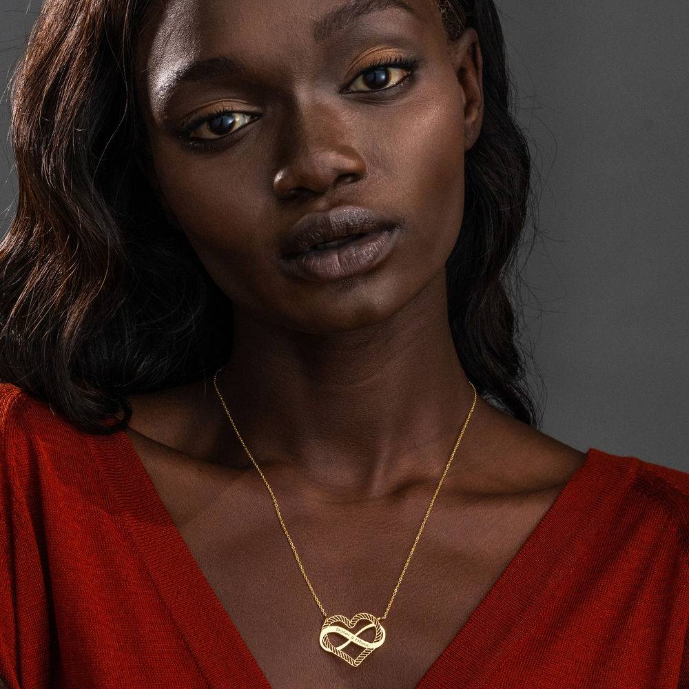 Engraved Heart Infinity Necklace in Gold Vermeil