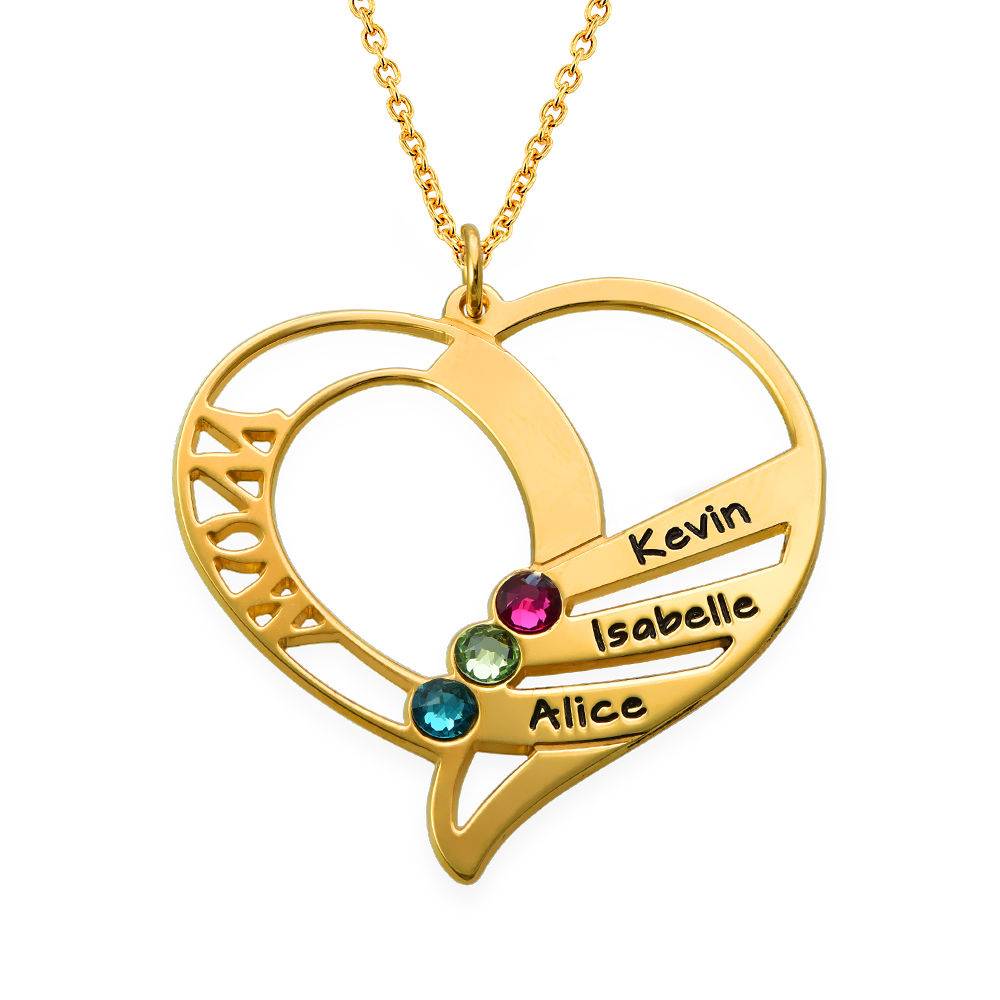 Personalized Mother Gifts - Engraved Mom Birthstone Necklace - Gold Plated - Grandma Gifts - Personalized Mother Necklaces