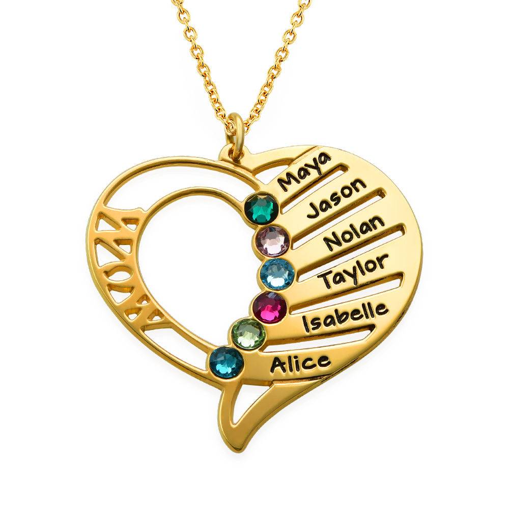 Mothers Presents - Engraved Mom Birthstone Necklace in Vermeil - Mom Necklace - Mom Jewelry