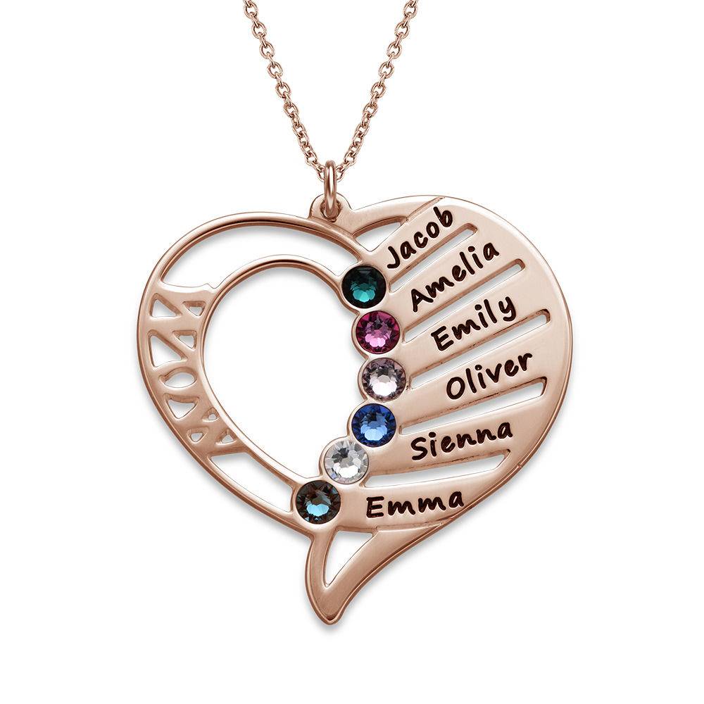 Great Mothers Gifts - Engraved Mom Birthstone Necklace - Rose Gold Plated - Mom Birthday Gifts - Grandmother Jewelry