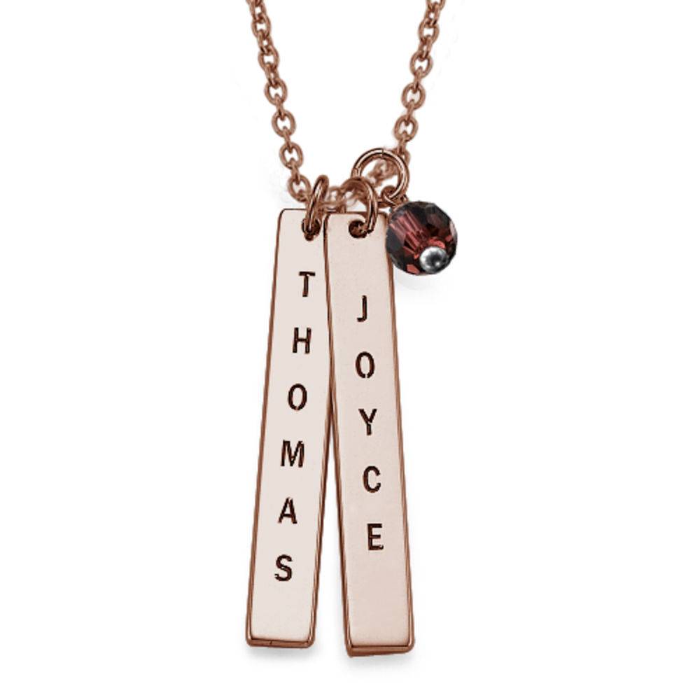 Anniversary Jewelry - Engraved Name Tag Necklace with Freshwater Pearl - Rose Gold Plated