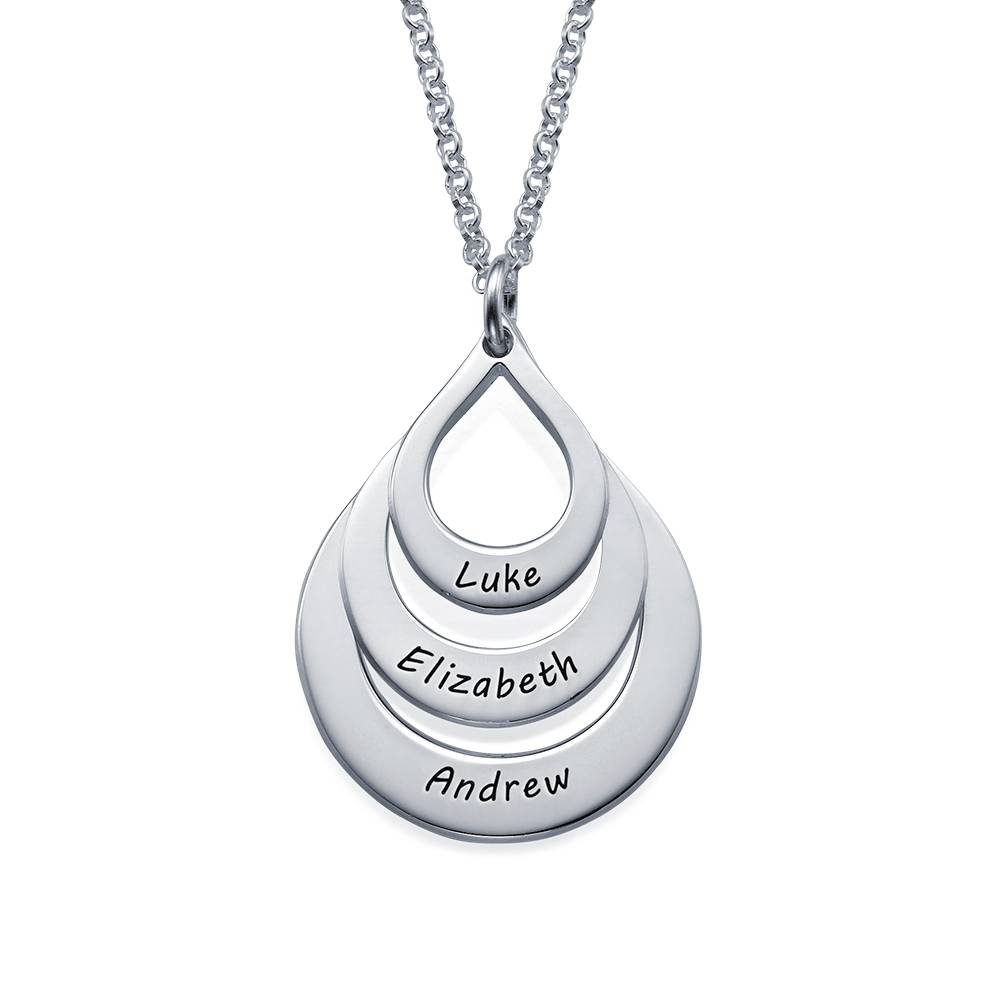 Engraved Family Necklace Drop Shaped - Necklace With Kids Names - Grandmother's Necklace - Good Gifts for Mom - Name Jewelry