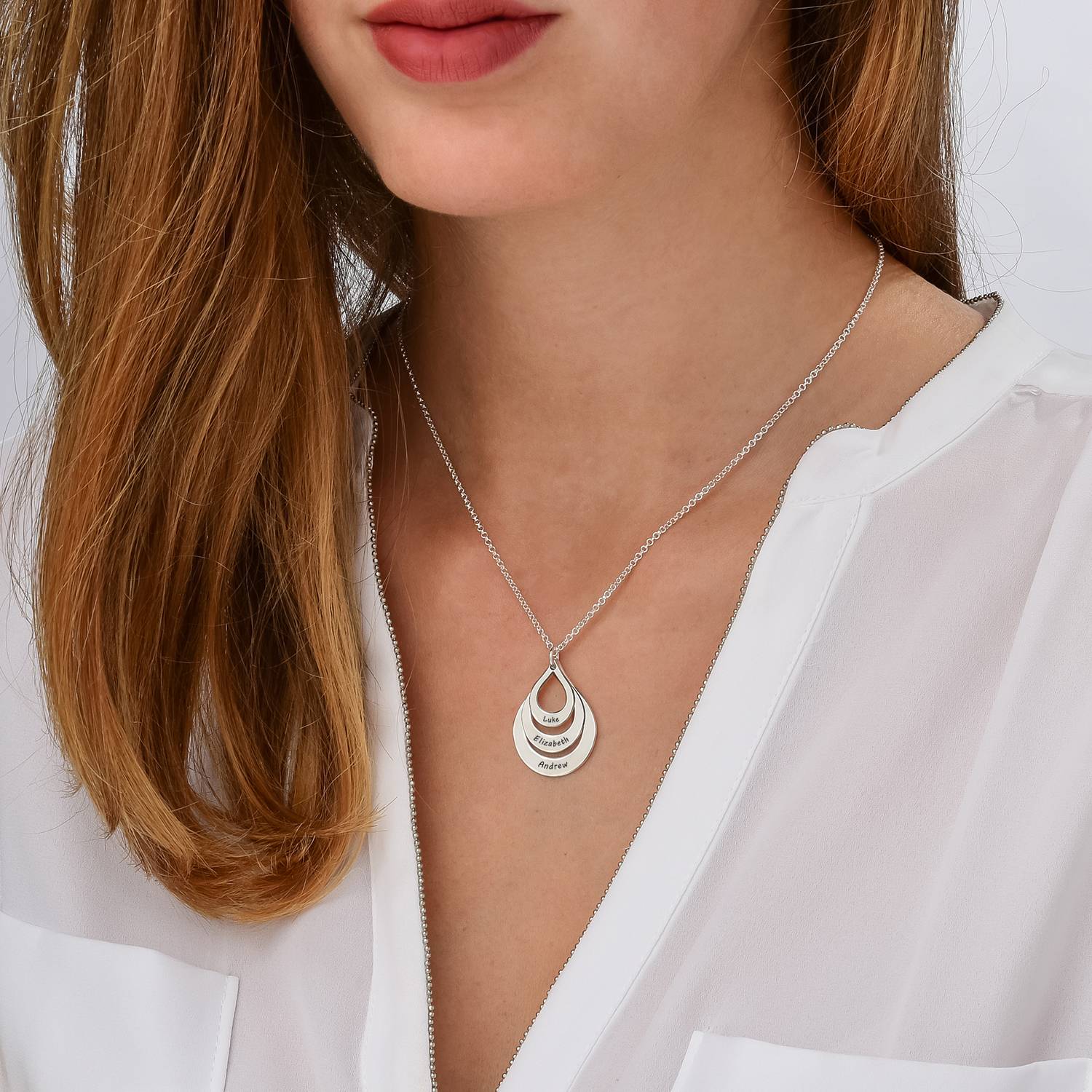 Engraved Family Necklace Drop Shaped - Necklace With Kids Names - Grandmother's Necklace - Good Gifts for Mom - Name Jewelry