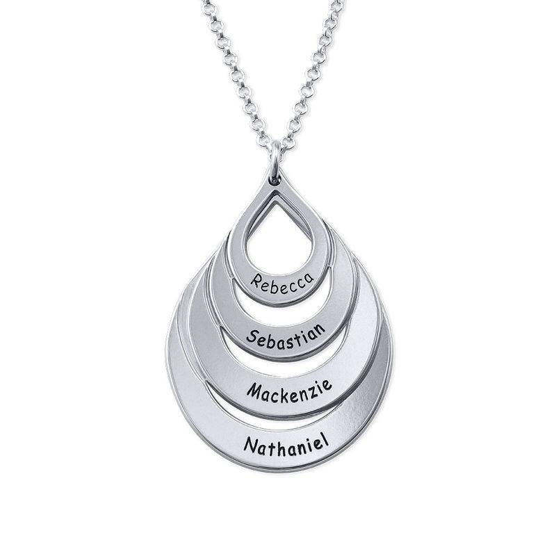 Engraved Family Necklace - Four Drops Pendant - Gifts for Wife - Mom Necklace With Names - Mothers Jewelry - Gifts for Mom