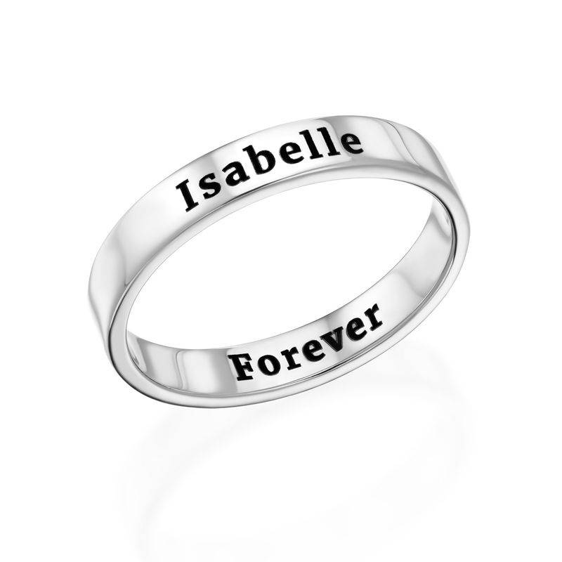 Engraved Thin Band Ring in Sterling Silver