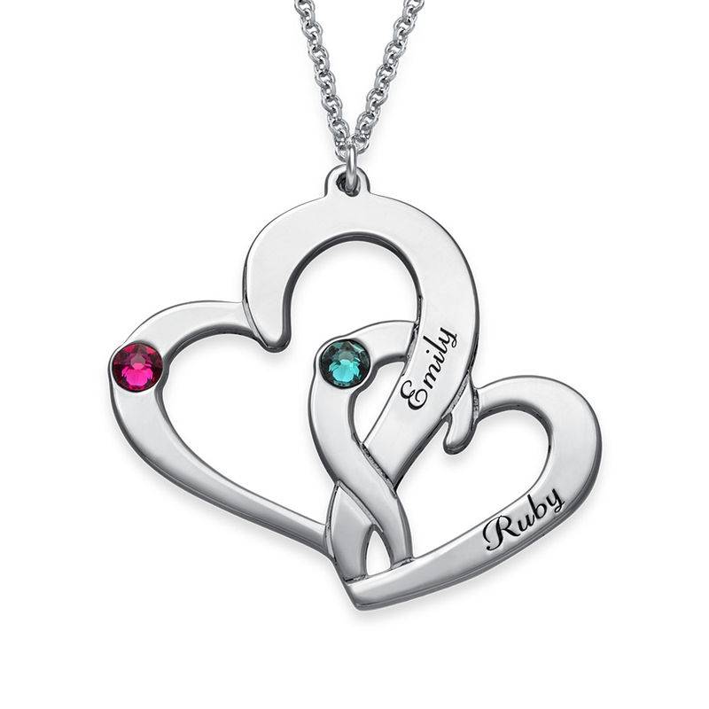 Engraved Two Heart Necklace - Anniversary Gifts for Her - Mom Necklaces With Children's Names - Gifts for Wife