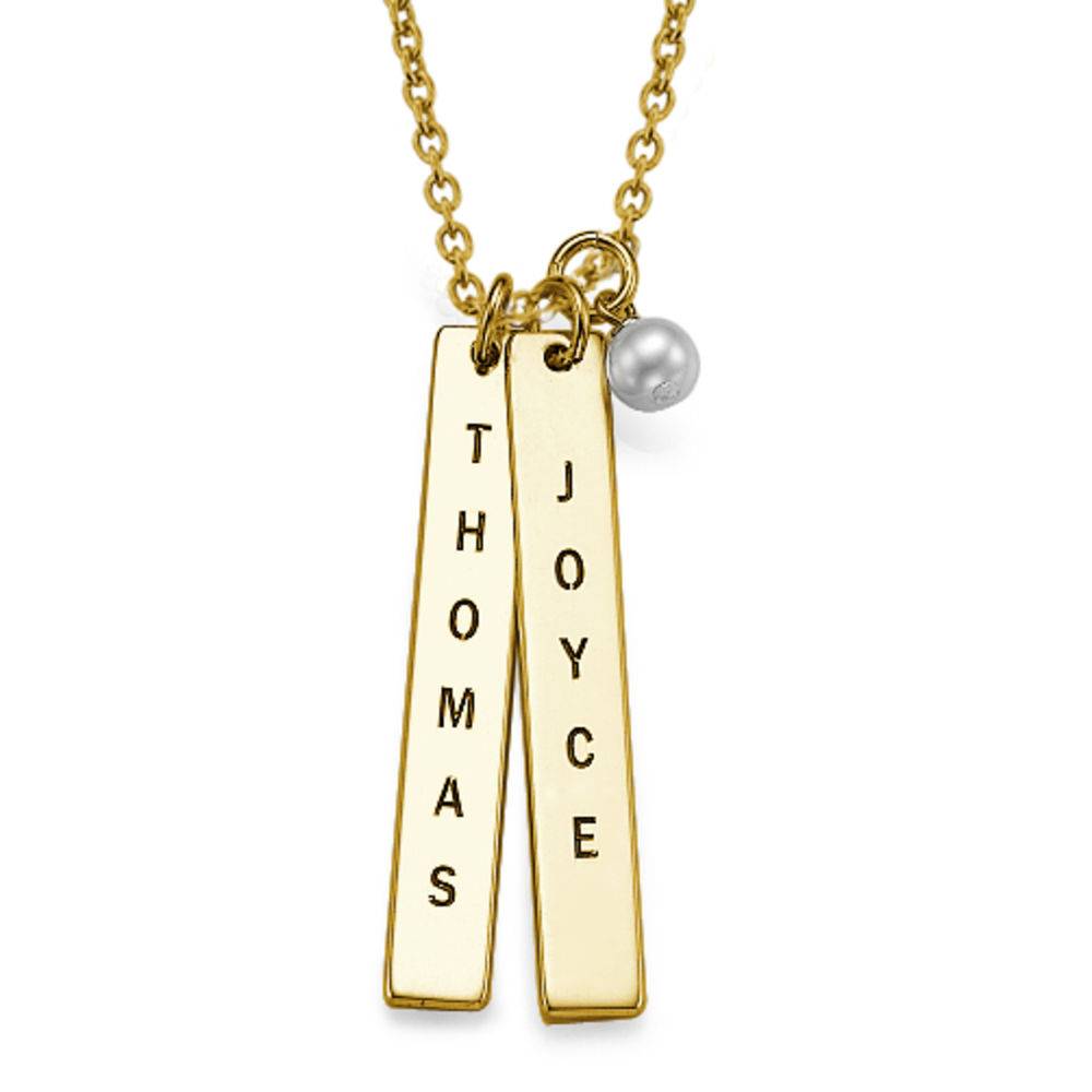 Gifts for Her - Engraved Name Tag Necklace - Gold Plated - Mother Child Necklace