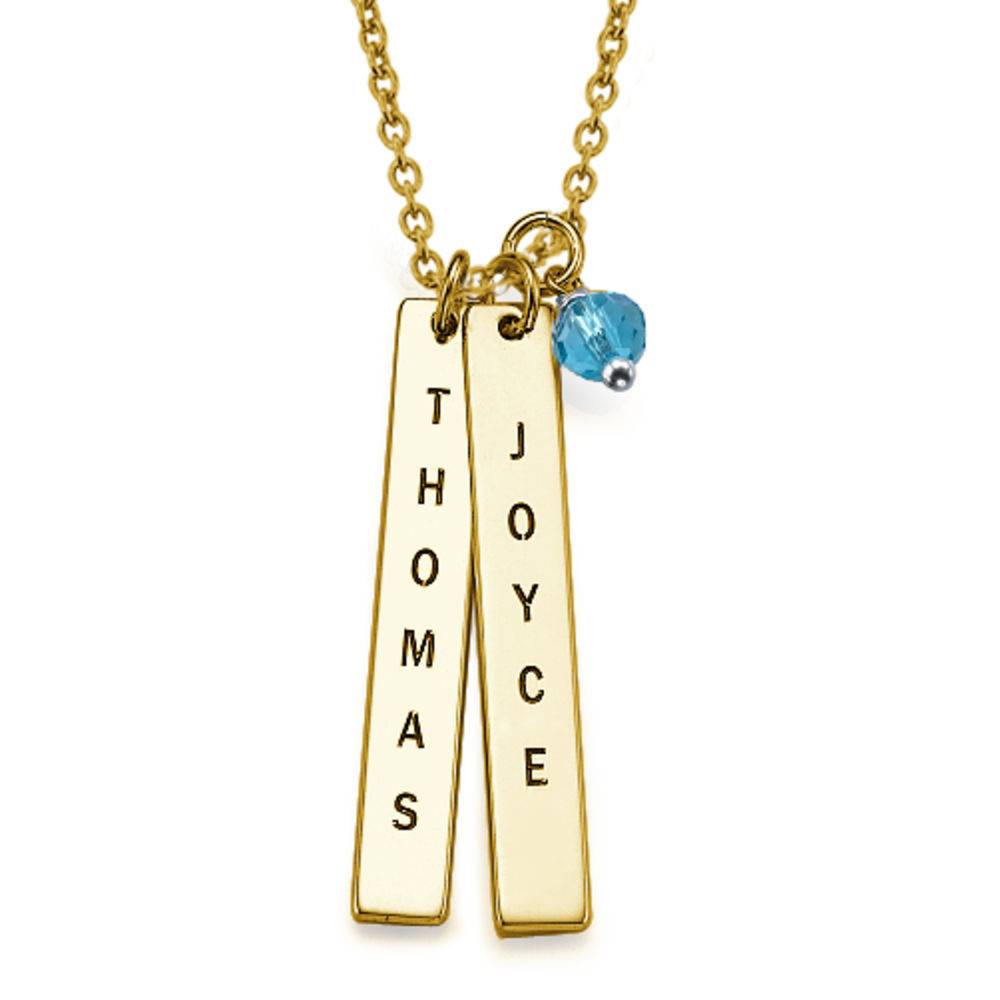 Gifts for Her - Engraved Name Tag Necklace - Gold Plated - Mother Child Necklace