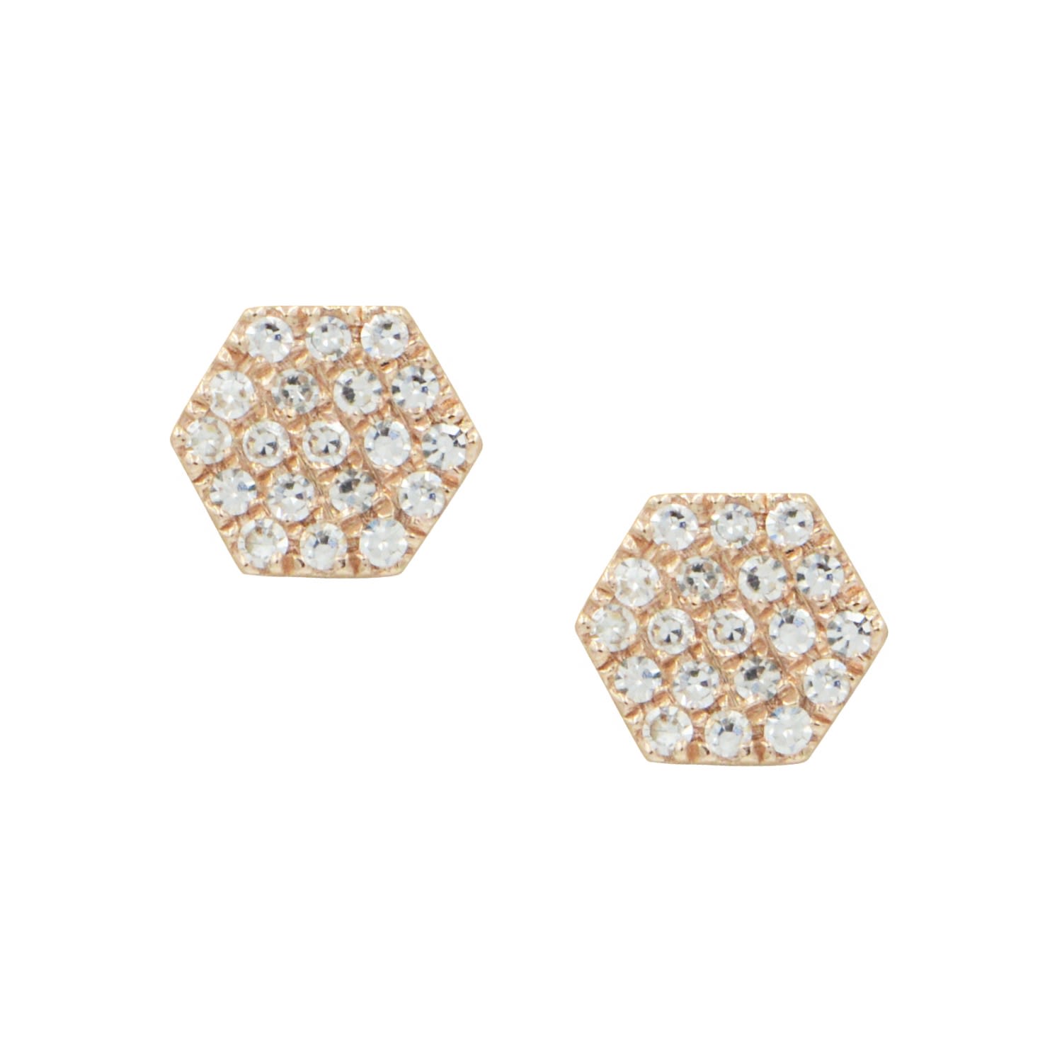 Hex Diamond Studs - Rose Gold