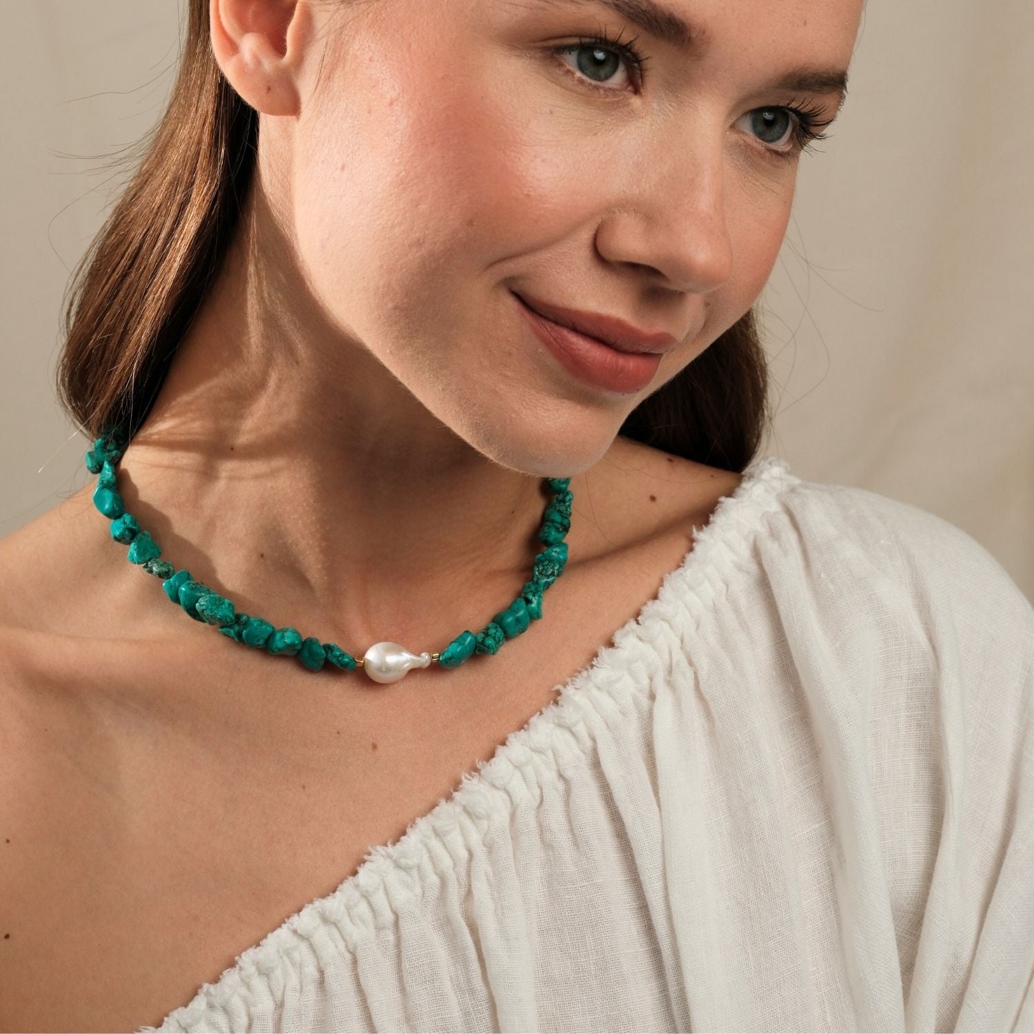 Ephyra Baroque Pearl Turquoise Necklace