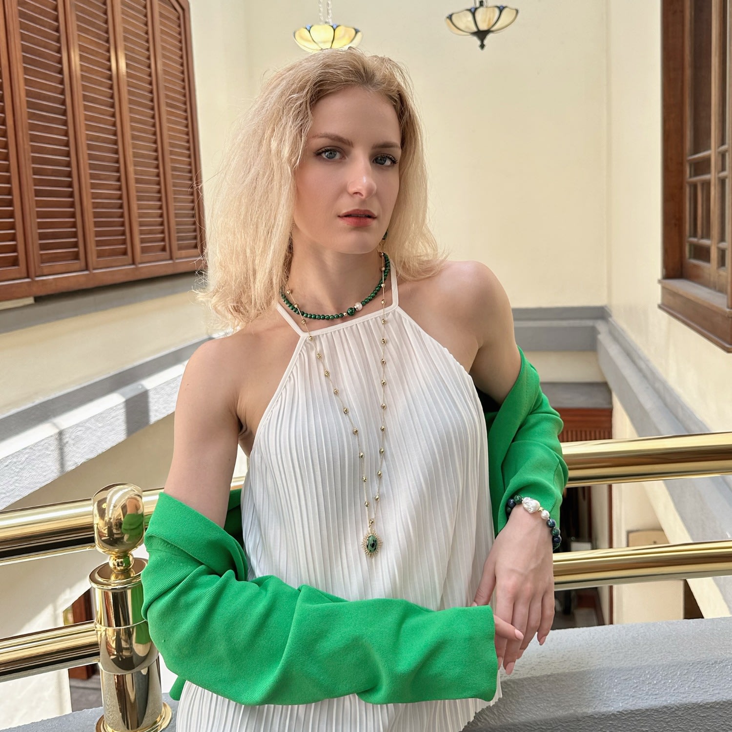 Epidote Charm Chain Necklace