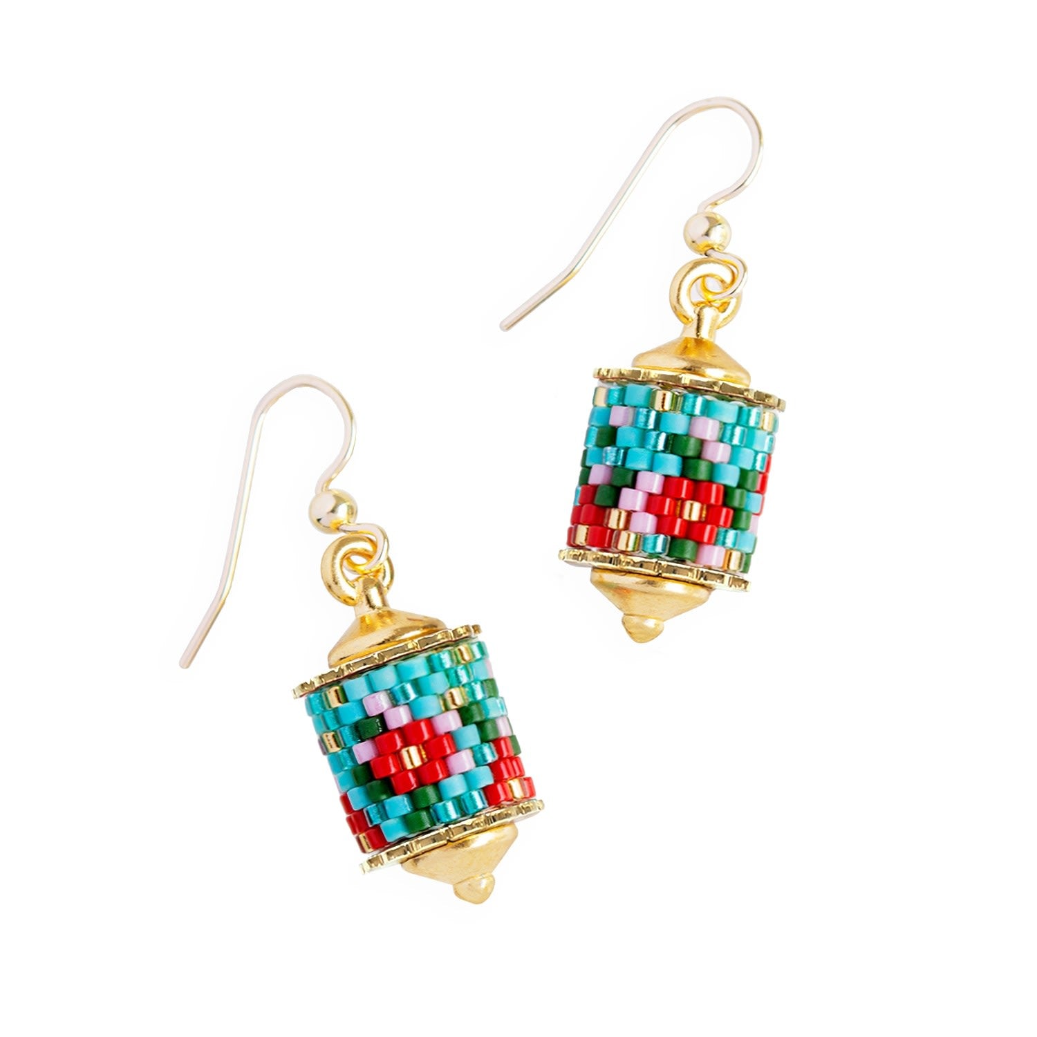 Modern Peranakan Drop Earrings - Blue