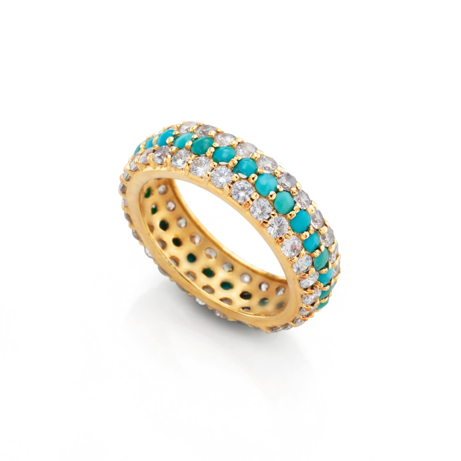 14K Blue, Gold Plated Dome Ring - Turquoise