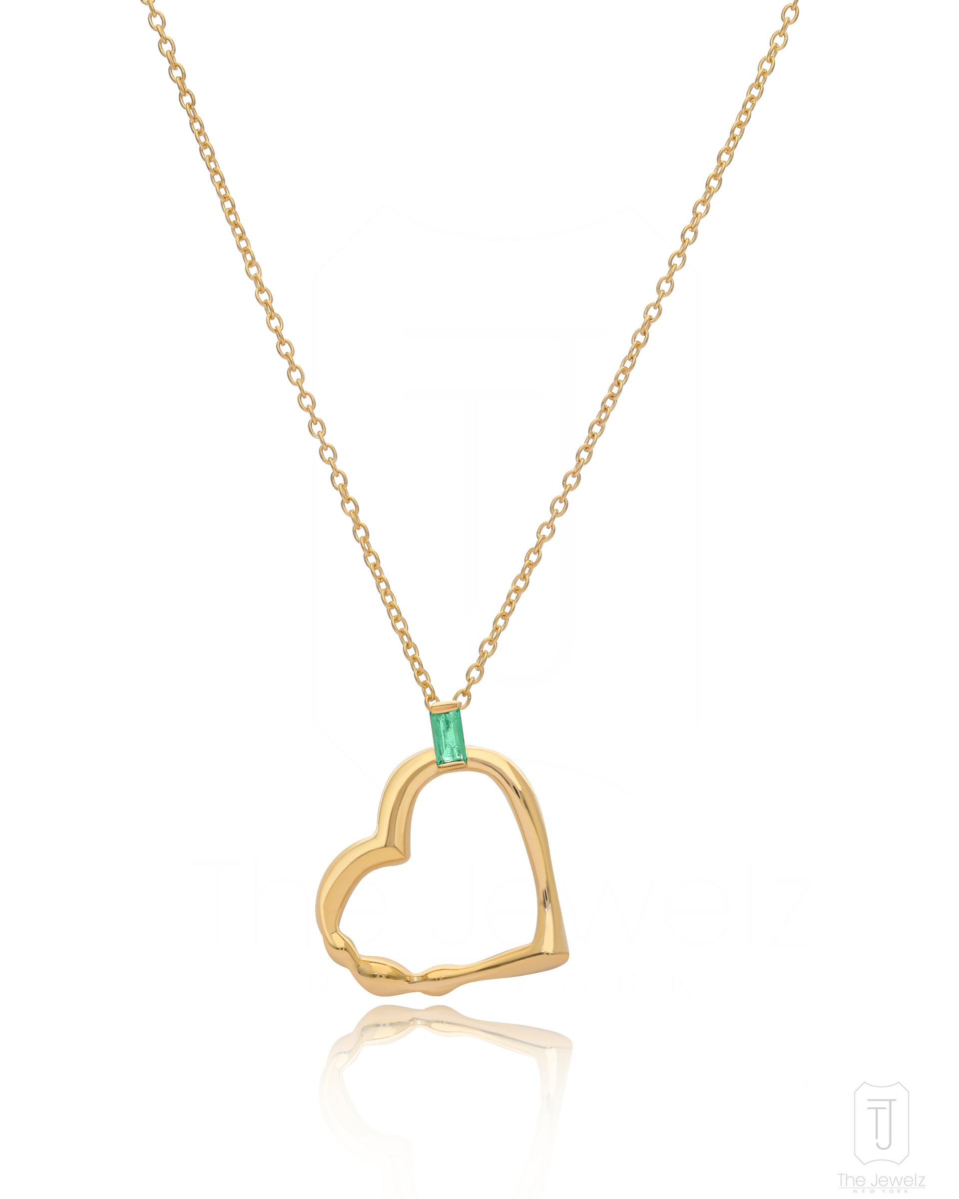 Eraya Zest Heart Pendant With Emerald Birthstone Baguette