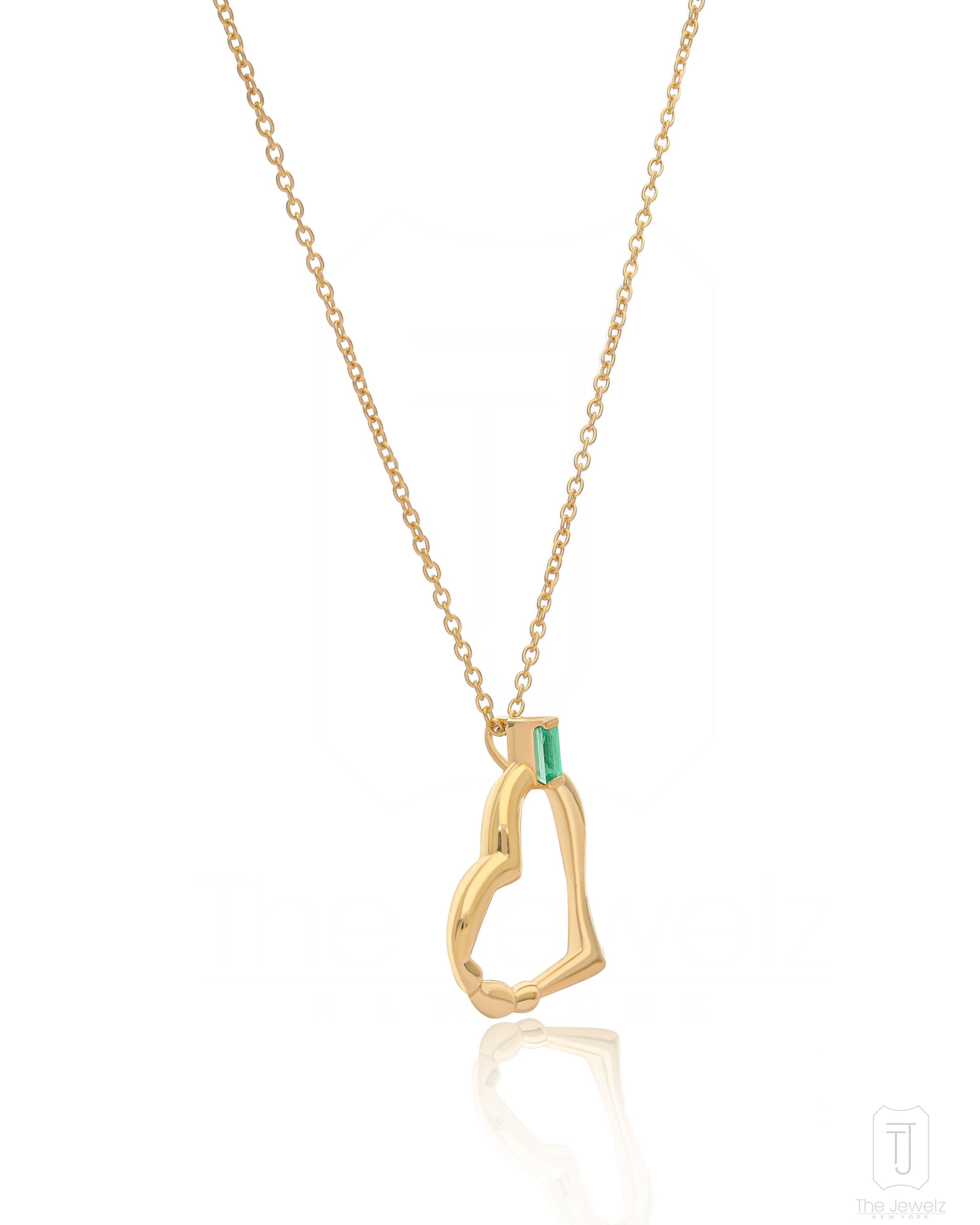 Eraya Zest Heart Pendant With Emerald Birthstone Baguette