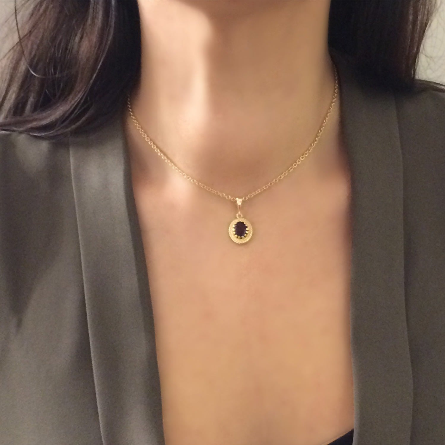 Luccichio Garnet Pendant Necklace