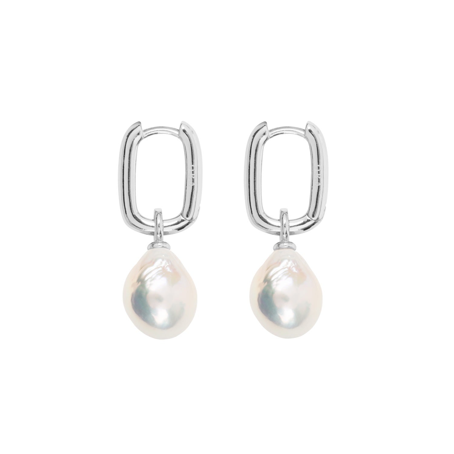 Aetia Baroque Pearl Hoop Earrings - Silver